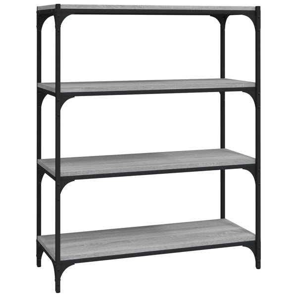 Book Cabinet Grey Sonoma 80X33x100 Cm Engineered Wood And Steel Bookshelves