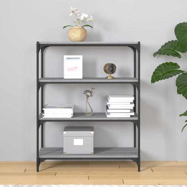 Book Cabinet Grey Sonoma 80X33x100 Cm Engineered Wood And Steel Bookshelves