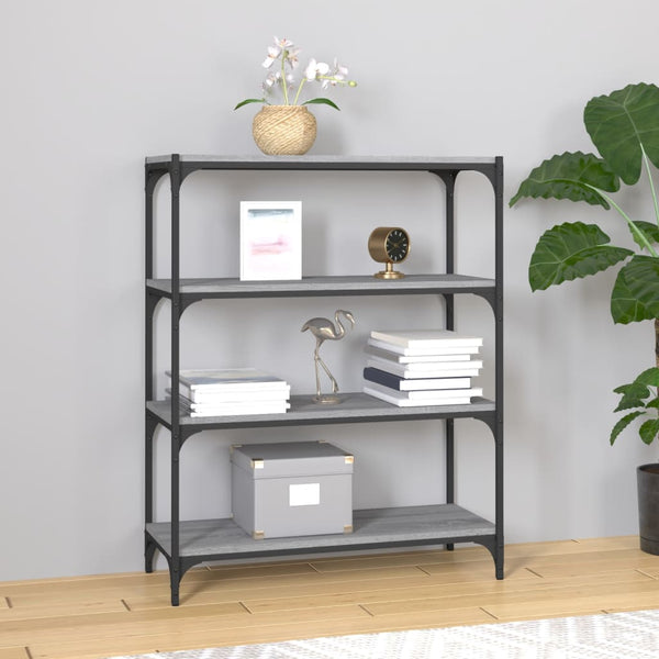 Book Cabinet Grey Sonoma 80X33x100 Cm Engineered Wood And Steel Bookshelves