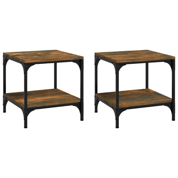 2 Pcs Smoked Oak 40X40x40 Cm Engineered Wood Side Tables
