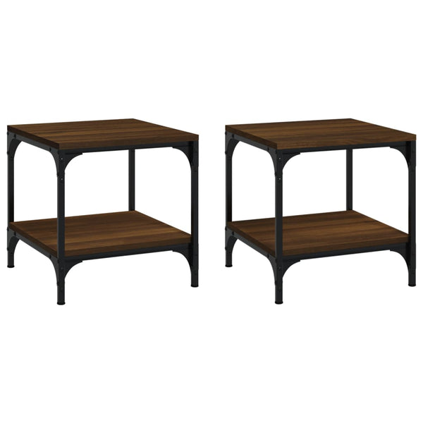 2 Pcs Brown Oak 40X40x40 Cm Engineered Wood Side Tables