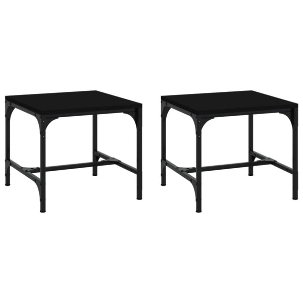 2 Pcs Black 40X40x35 Cm Engineered Wood Side Tables