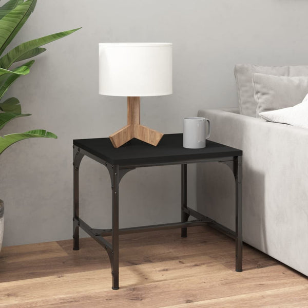 2 Pcs Black 40X40x35 Cm Engineered Wood Side Tables