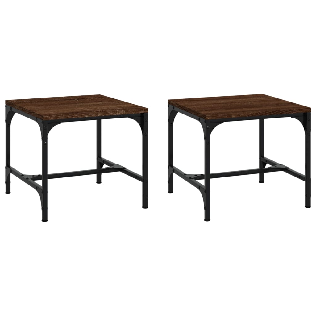 2 Pcs Brown Oak 40X40x35 Cm Engineered Wood Side Tables
