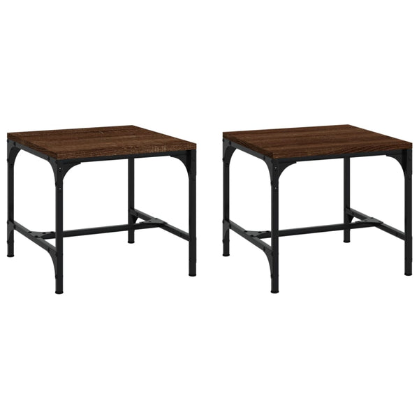 2 Pcs Brown Oak 40X40x35 Cm Engineered Wood Side Tables
