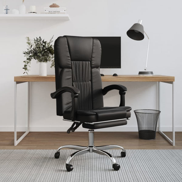 Reclining Office Chair Black Faux Leather Office Chairs