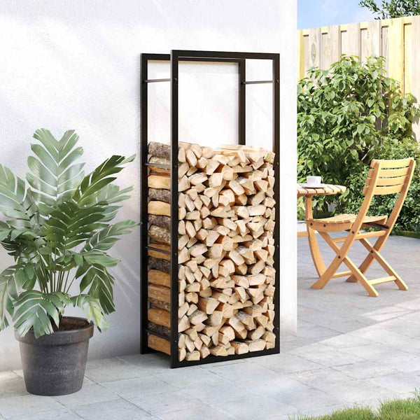 Vidaxl Firewood Rack Matt Black 50X28x132 Cm Steel Firewood Racks