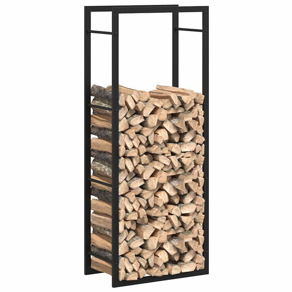 Vidaxl Firewood Rack Matt Black 50X28x132 Cm Steel Firewood Racks