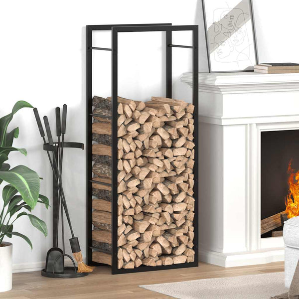 Vidaxl Firewood Rack Matt Black 50X28x132 Cm Steel Firewood Racks