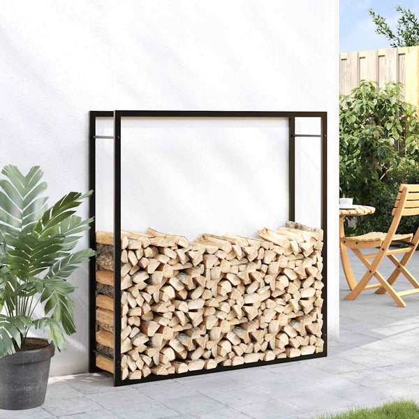 Vidaxl Firewood Rack Matt Black 110X28x116 Cm Steel Firewood Racks