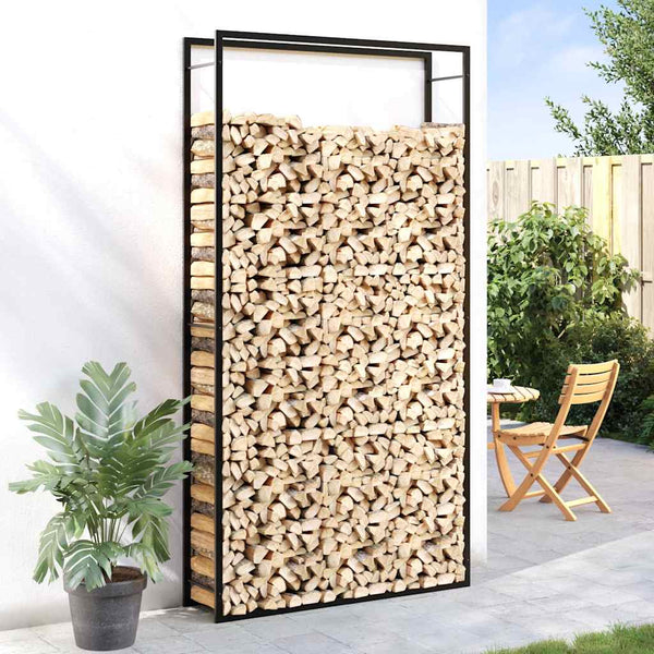 Vidaxl Firewood Rack Matt Black 110X28x214 Cm Steel Firewood Racks