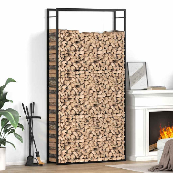 Vidaxl Firewood Rack Matt Black 110X28x214 Cm Steel Firewood Racks