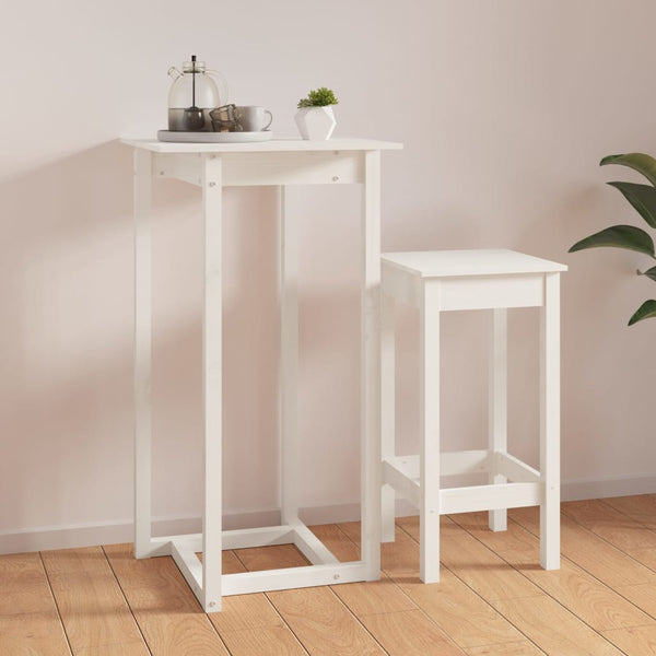 Bar Table White 60X60x110 Cm Solid Wood Pine Bar Tables