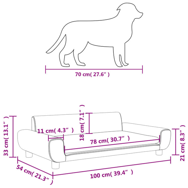 Vidaxl Dog Bed Light Grey 100X54x33 Cm Velvet Pet Beds