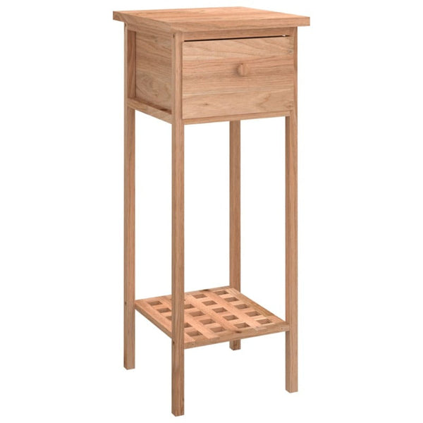 Side Table With Drawer 25X25x60cm Solid Wood Walnut Side Tables