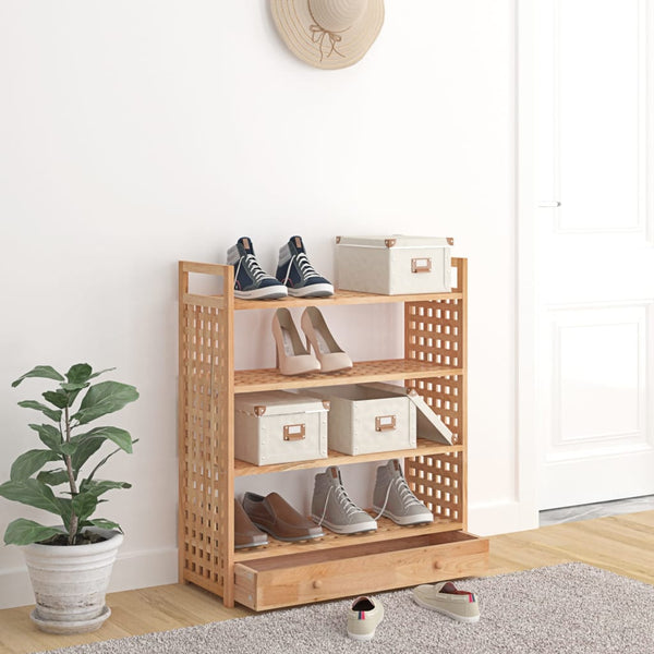Shoe Rack With Drawer 70X27x81 Cm Solid Wood Walnut Shoe Racks