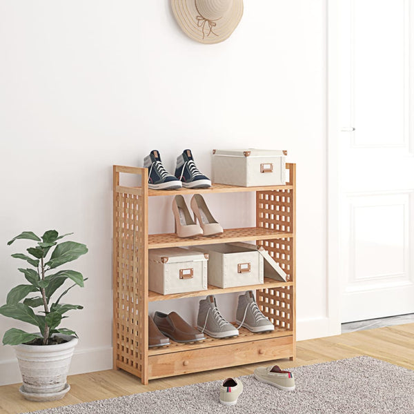 Shoe Rack With Drawer 70X27x81 Cm Solid Wood Walnut Shoe Racks