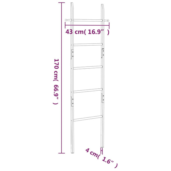 Towel Ladder 170 Cm Solid Wood Walnut Towel Racks