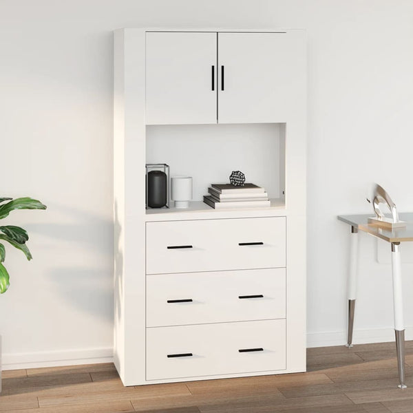 Wall Cabinet White 80X33x80 Cm Engineered Wood Cabinets & Cupboards