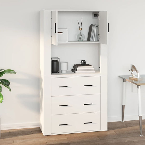 Wall Cabinet White 80X33x80 Cm Engineered Wood Cabinets & Cupboards