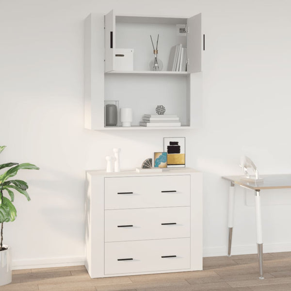 Wall Cabinet White 80X33x80 Cm Engineered Wood Cabinets & Cupboards