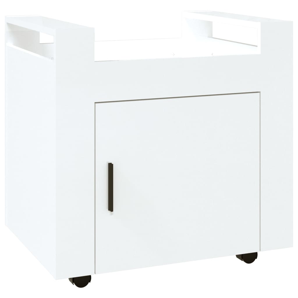 Desk Trolley High Gloss White 60X45x60 Cm Engineered Wood Home Office Desks