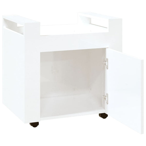 Desk Trolley High Gloss White 60X45x60 Cm Engineered Wood Home Office Desks
