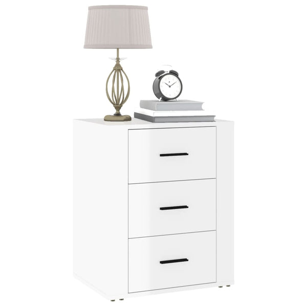 Vidaxl Bedside Cabinet High Gloss White 50X36x60 Cm Engineered Wood Bedside Tables