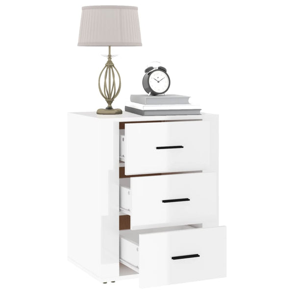 Vidaxl Bedside Cabinet High Gloss White 50X36x60 Cm Engineered Wood Bedside Tables
