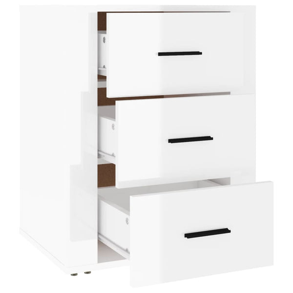 Vidaxl Bedside Cabinet High Gloss White 50X36x60 Cm Engineered Wood Bedside Tables