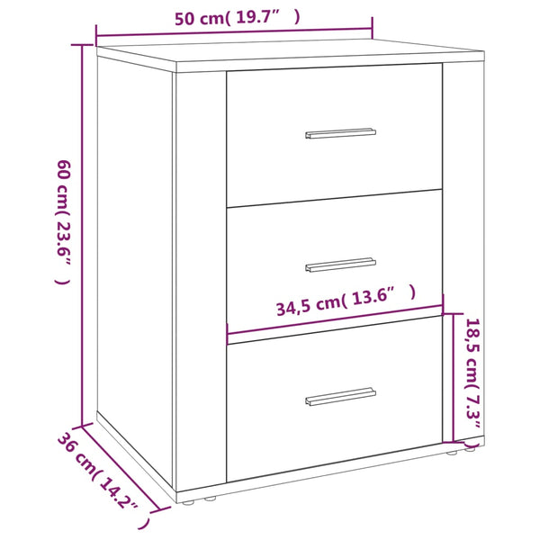 Vidaxl Bedside Cabinet High Gloss White 50X36x60 Cm Engineered Wood Bedside Tables