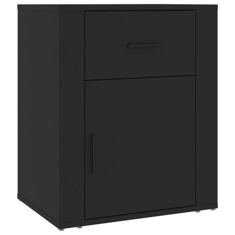 Bedside Cabinet Black 50X36x60 Cm Engineered Wood Bedside Tables