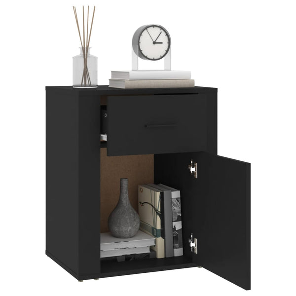 Bedside Cabinet Black 50X36x60 Cm Engineered Wood Bedside Tables