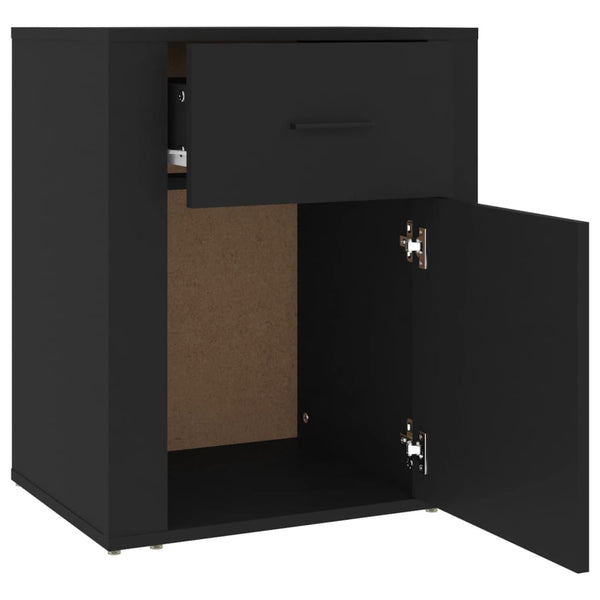 Bedside Cabinet Black 50X36x60 Cm Engineered Wood Bedside Tables