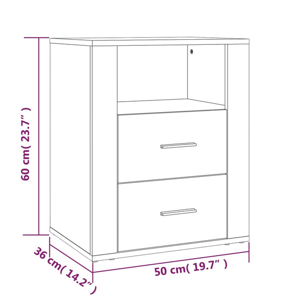 Bedside Cabinet White 50X36x60 Cm Engineered Wood