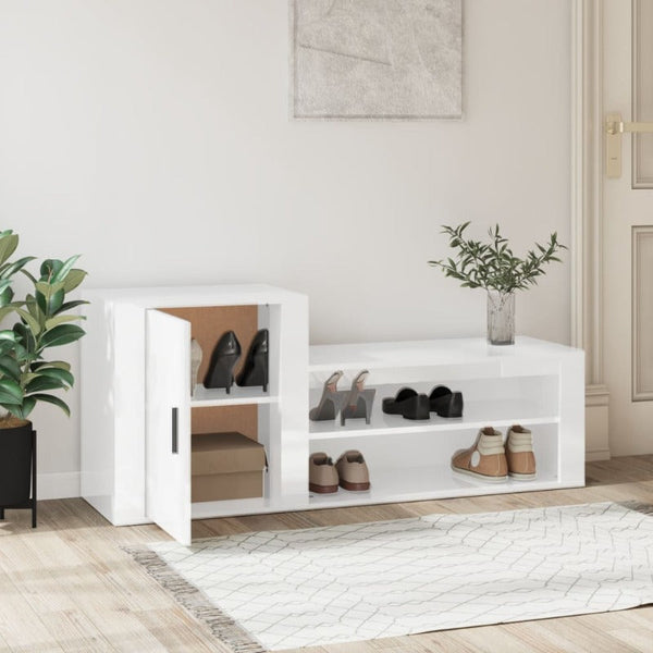 Shoe Cabinet High Gloss White 130X35x54 Cm Engineered Wood Shoe Cabinets