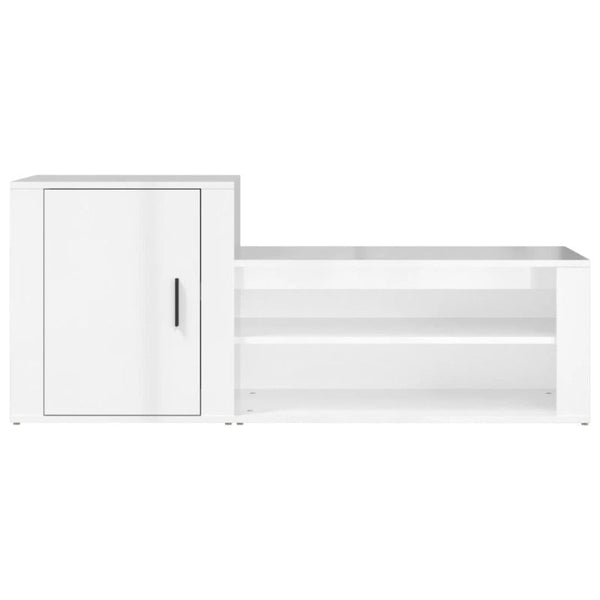 Shoe Cabinet High Gloss White 130X35x54 Cm Engineered Wood Shoe Cabinets