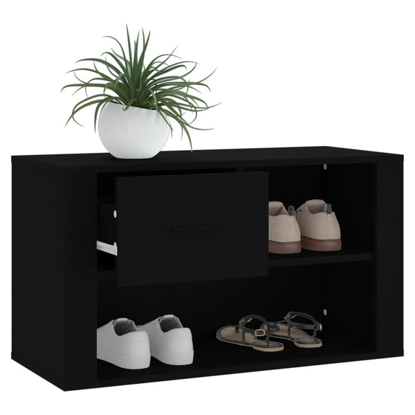 Shoe Cabinet Black 80X35x45 Cm Engineered Wood Shoe Cabinets
