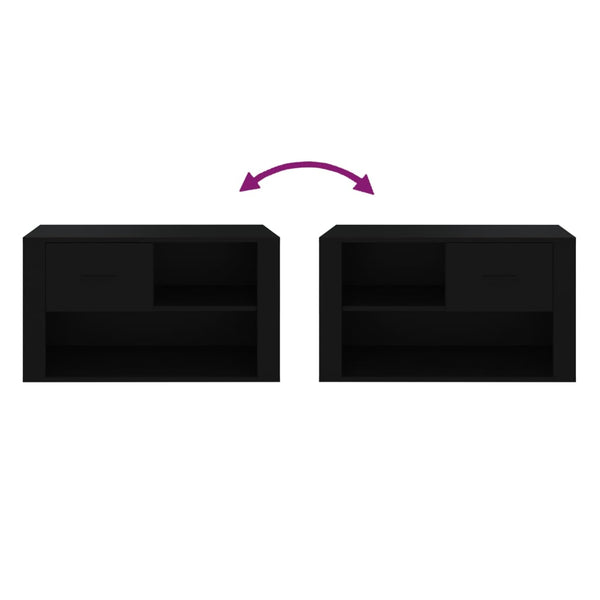 Shoe Cabinet Black 80X35x45 Cm Engineered Wood Shoe Cabinets