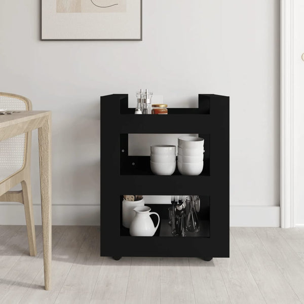 Kitchen Trolley Black 60X45x80 Cm Engineered Wood Kitchen Carts