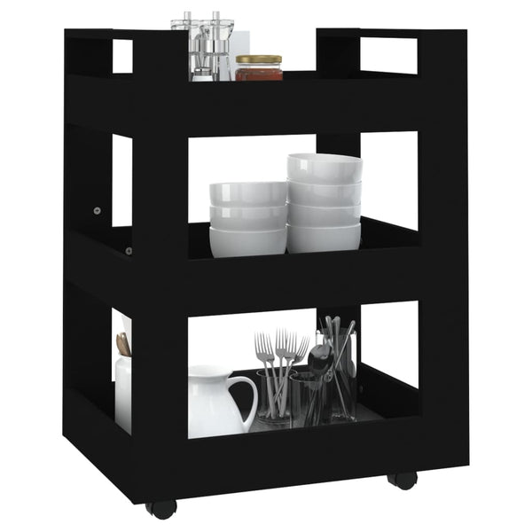 Kitchen Trolley Black 60X45x80 Cm Engineered Wood Kitchen Carts