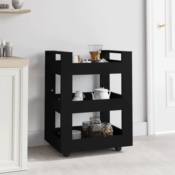 Kitchen Trolley Black 60X45x80 Cm Engineered Wood Kitchen Carts