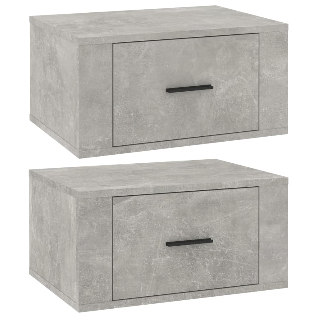 Wall Mounted Bedside Cabinets 2 Pcs Concrete Grey 50X36x25 Cm Bedside Tables