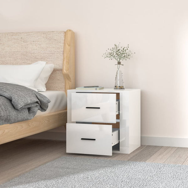 Wall Mounted Bedside Cabinet High Gloss White 50X36x47 Cm Bedside Tables