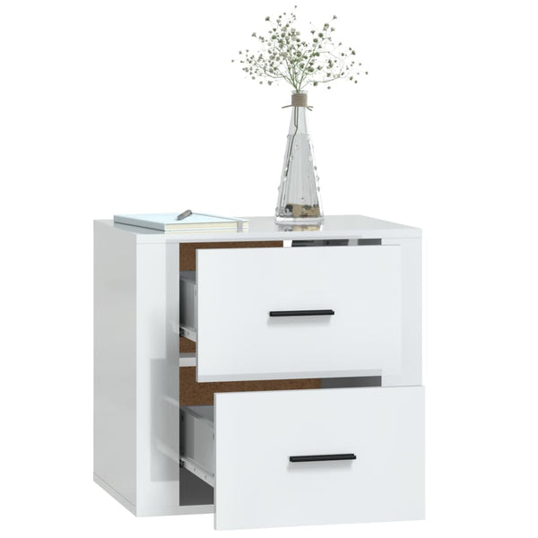 Wall Mounted Bedside Cabinet High Gloss White 50X36x47 Cm Bedside Tables