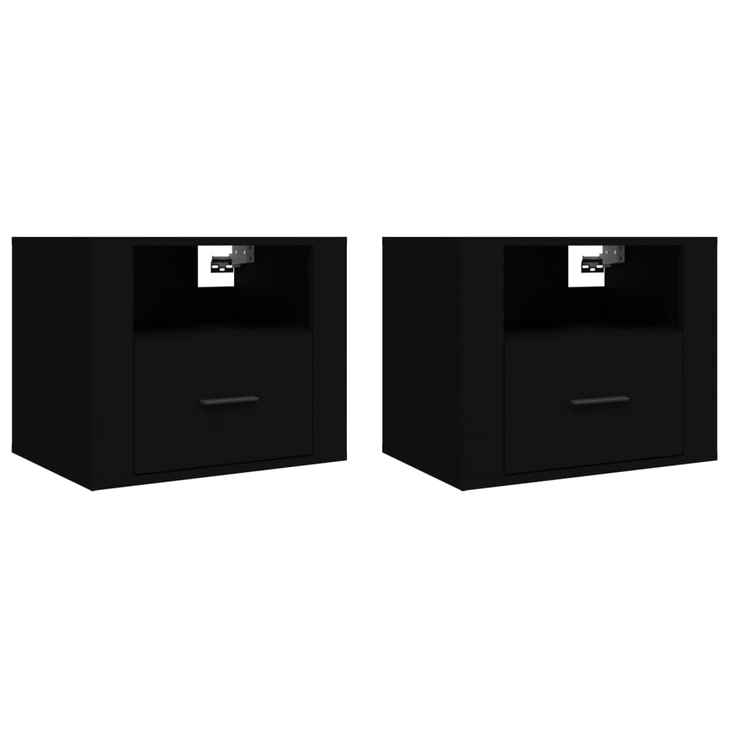 Wall Mounted Bedside Cabinets 2 Pcs Black 50X36x40 Cm Bedside Tables