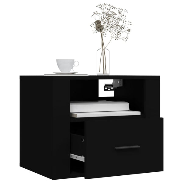 Wall Mounted Bedside Cabinets 2 Pcs Black 50X36x40 Cm Bedside Tables
