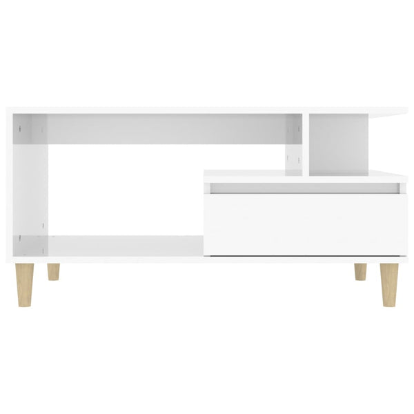 Coffee Table High Gloss White 90X49x45 Cm Engineered Wood Coffee Tables