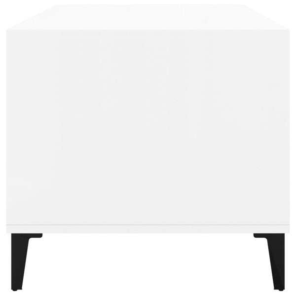 Coffee Table High Gloss White 90X49x45 Cm Engineered Wood Coffee Tables