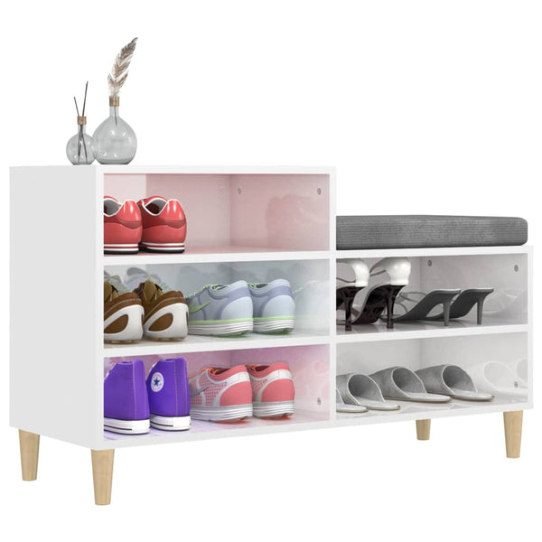 Shoe Cabinet High Gloss White 102X36x60 Cm Engineered Wood Shoe Cabinets